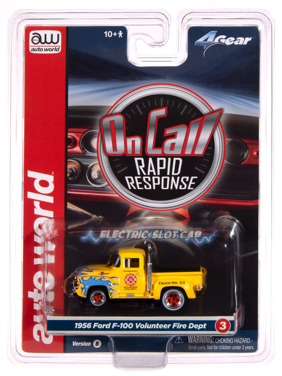 Auto World 4Gear 1956 Ford F100 Volunteer Fire Dept (Yellow