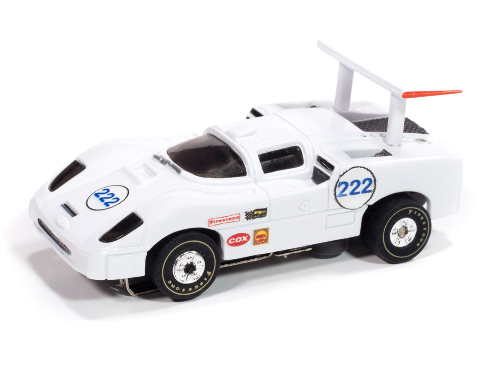 "PRE-ORDER" Auto World Thunderjet 1966 Chaparral 2F (White & Blue) #222 HO Scale Slot Car (DUE MAY 2025)