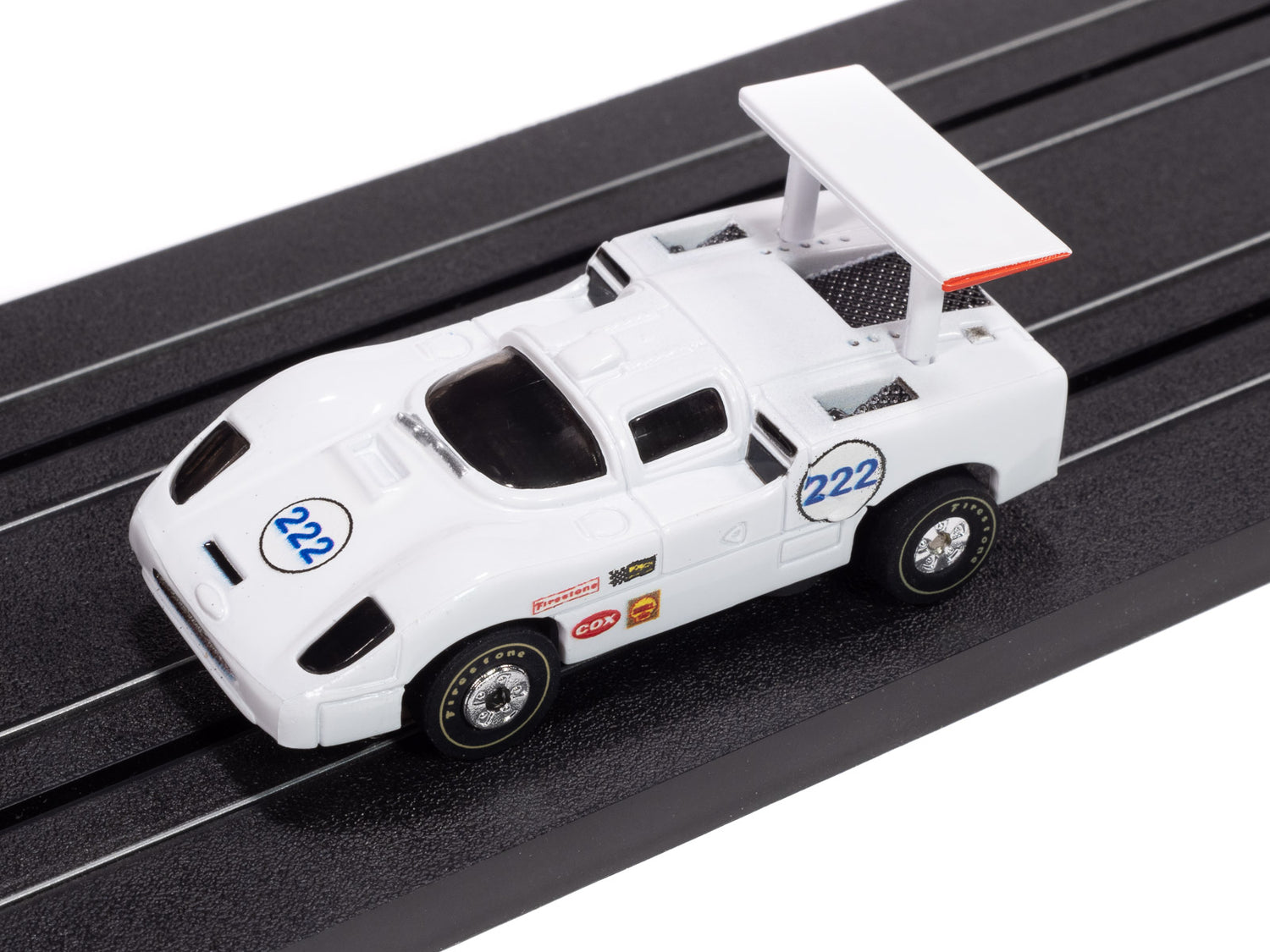 "PRE-ORDER" Auto World Thunderjet 1966 Chaparral 2F (White & Blue) #222 HO Scale Slot Car (DUE MAY 2025)
