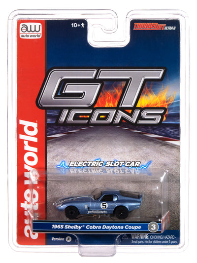Auto World Thunderjet 1965 Shelby Cobra Daytona Coupe (Metallic Blue) HO Scale Slot Car