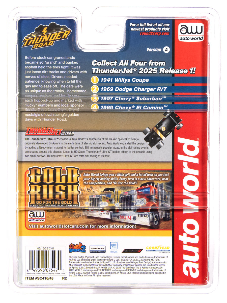 "PRE-ORDER" Auto World Thunderjet 1969 Dodge Charger (Dark Blue) HO Scale Slot Car (DUE AUGUST 2025)