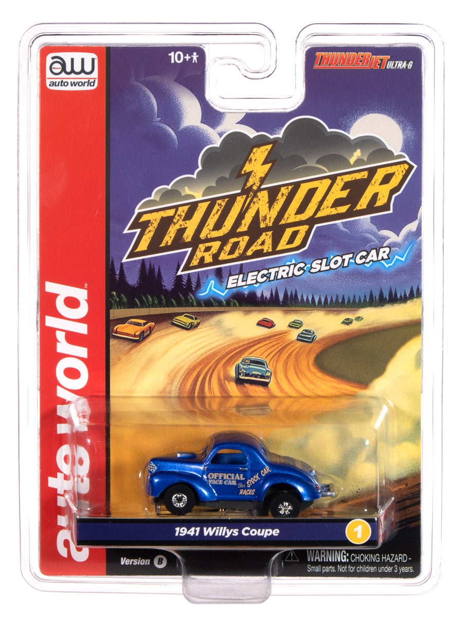"PRE-ORDER" Auto World Thunderjet 1941 Willys Coupe (Blue) HO Scale Slot Car (DUE AUGUST 2025)