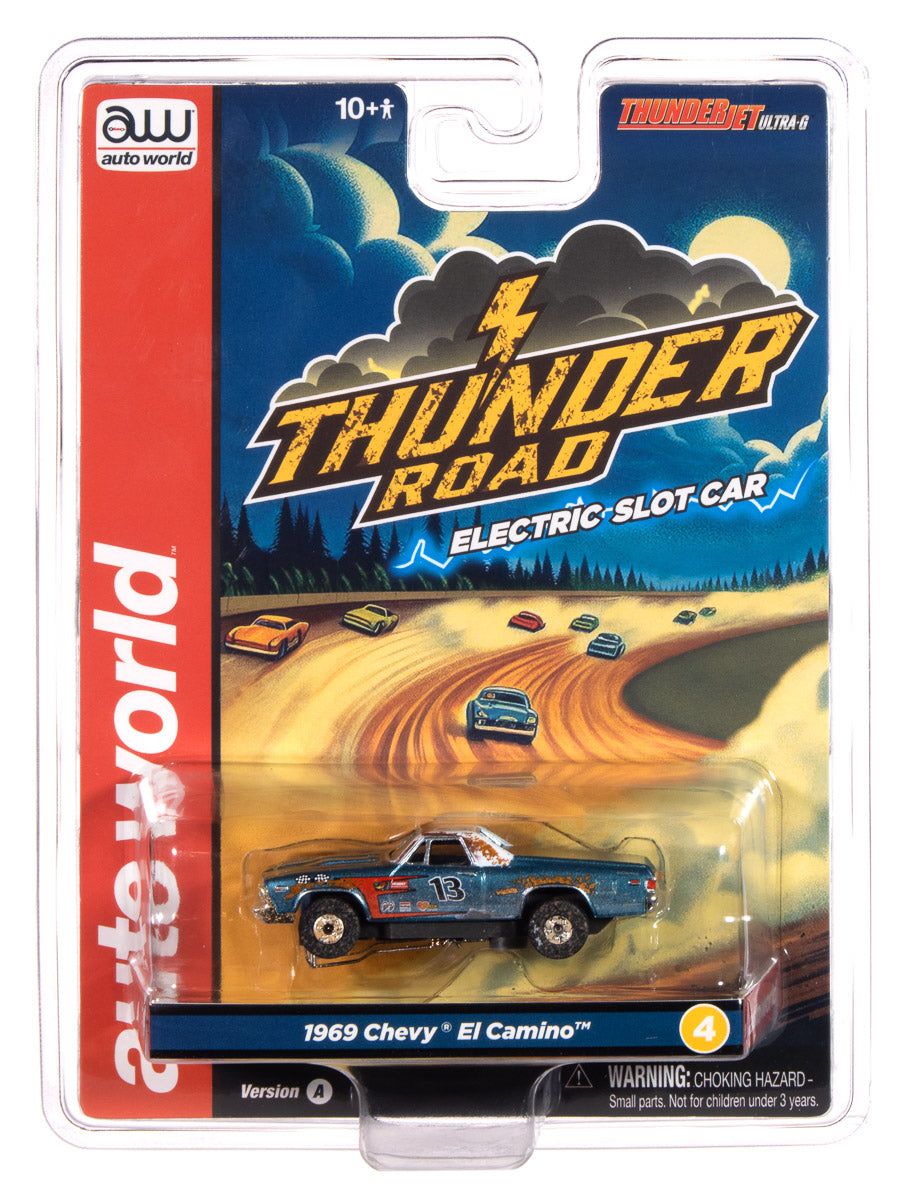 "PRE-ORDER" Auto World Thunderjet 1969 Chevy El Camino (Teal & White) HO Scale Slot Car (DUE AUGUST 2025)