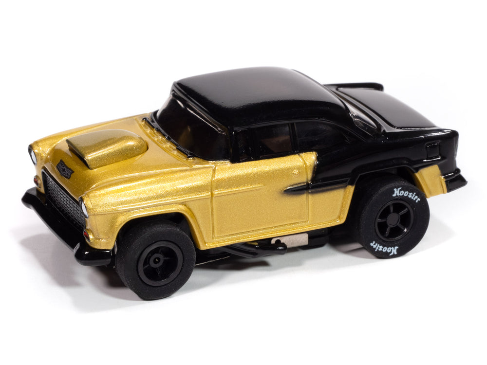 "PRE-ORDER" Auto World Xtraction 1955 Chevrolet Bel Air (Metallic Gold & Black) HO Scale Slot Car (DUE AUGUST 2025)