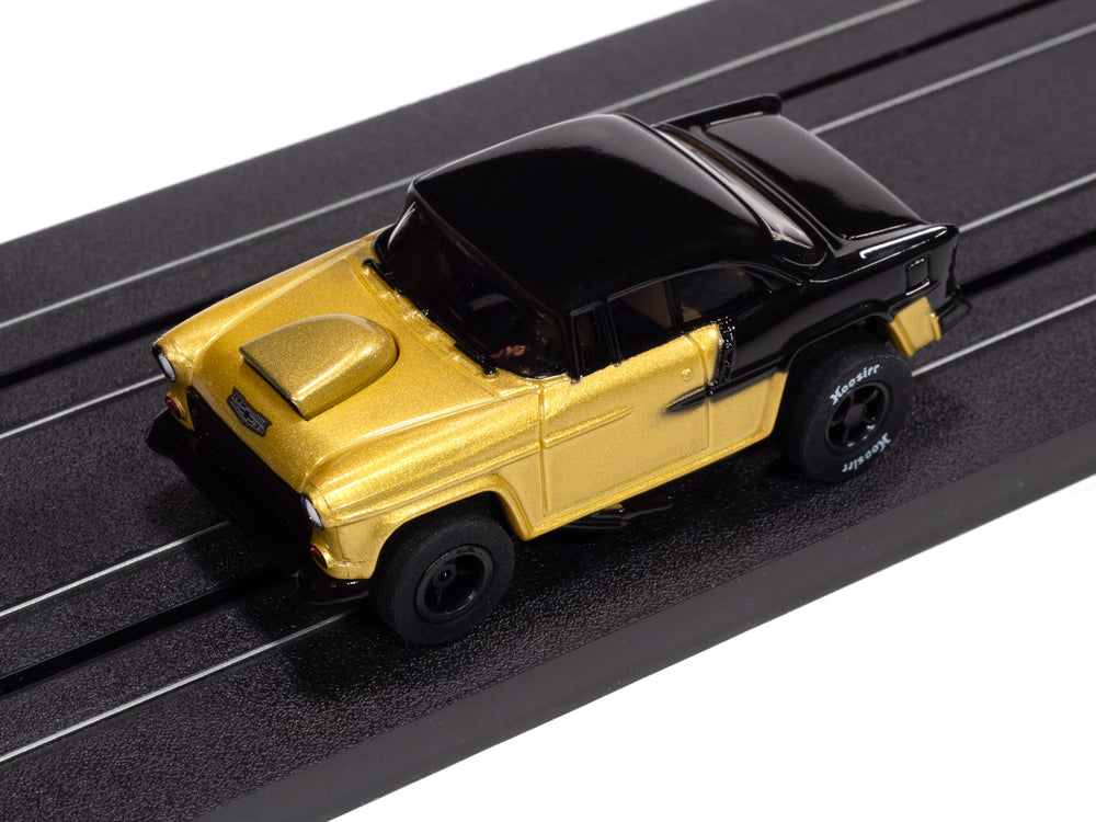"PRE-ORDER" Auto World Xtraction 1955 Chevrolet Bel Air (Metallic Gold & Black) HO Scale Slot Car (DUE AUGUST 2025)