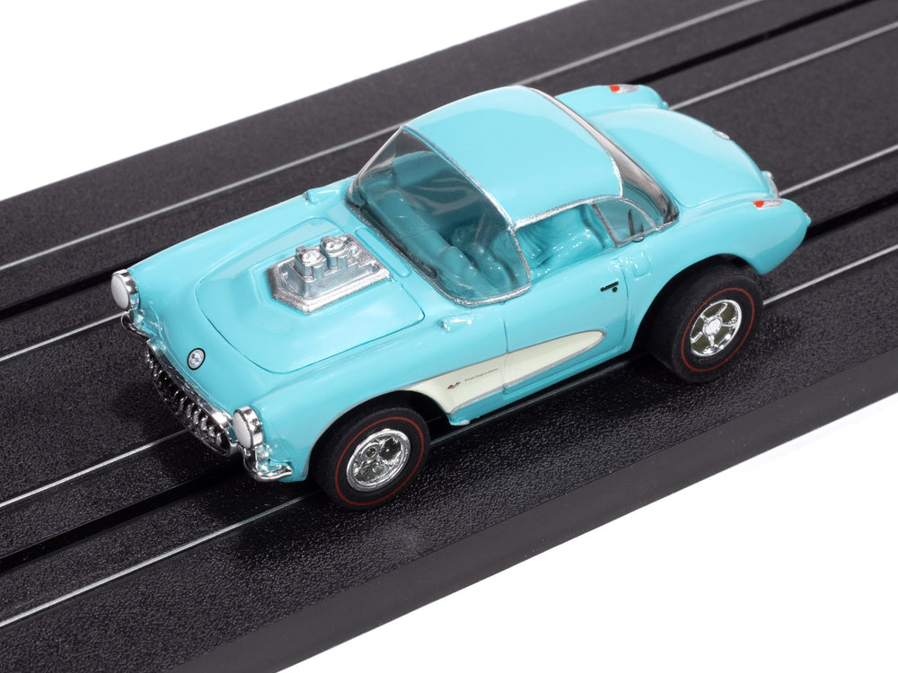 "PRE-ORDER" Auto World Xtraction 1957 Chevy Corvette Convertible (Turquoise) HO Scale Slot Car (DUE AUGUST 2025)