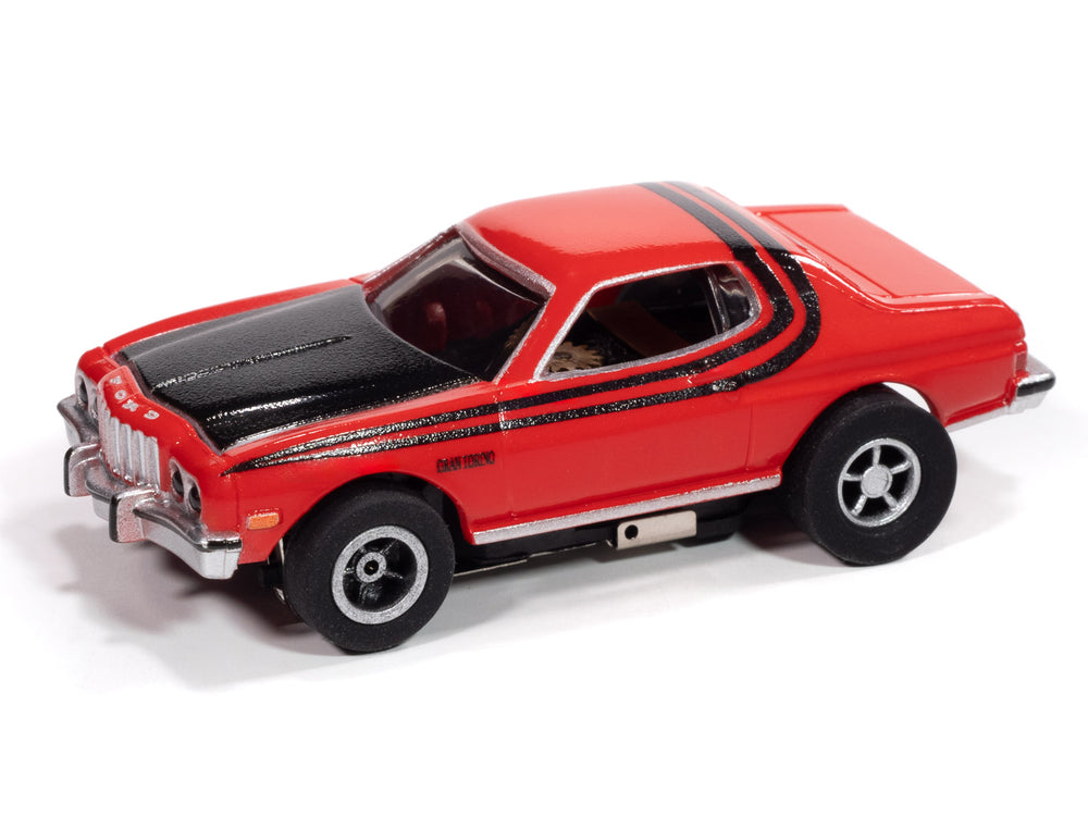 "PRE-ORDER" Auto World Xtraction 1976 Ford Torino Gloss (Red & Black Stripes) HO Scale Slot Car (DUE AUGUST 2025)