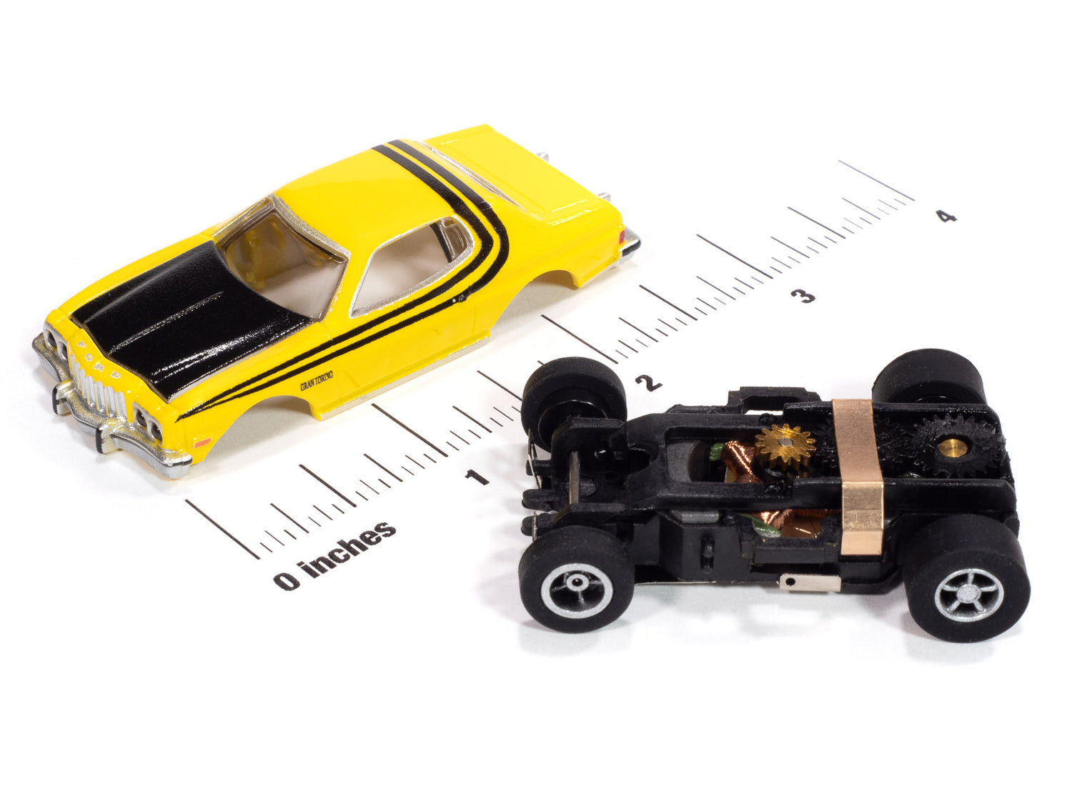 "PRE-ORDER" Auto World Xtraction 1976 Ford Torino Gloss (Yellow) HO Scale Slot Car (DUE AUGUST 2025)