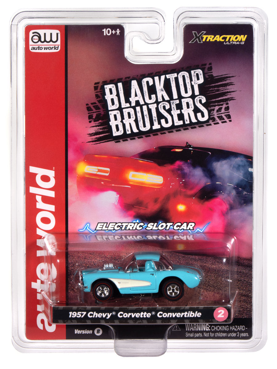 "PRE-ORDER" Auto World Xtraction 1957 Chevy Corvette Convertible (Turquoise) HO Scale Slot Car (DUE AUGUST 2025)