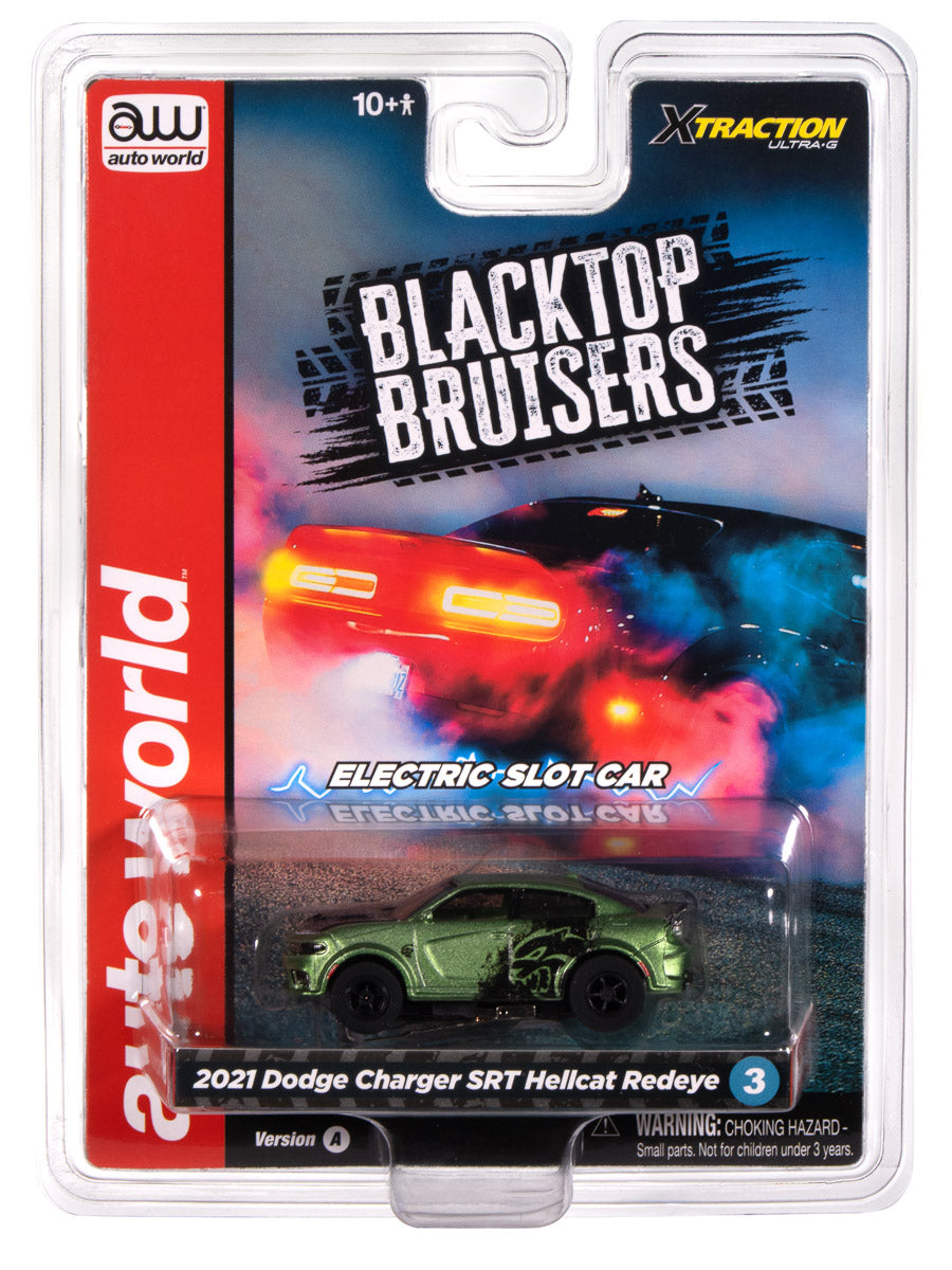 "PRE-ORDER" Auto World Xtraction 2021 Dodge Charger SRT Hellcat Redeye (Green) HO Scale Slot Car (DUE AUGUST 2025)