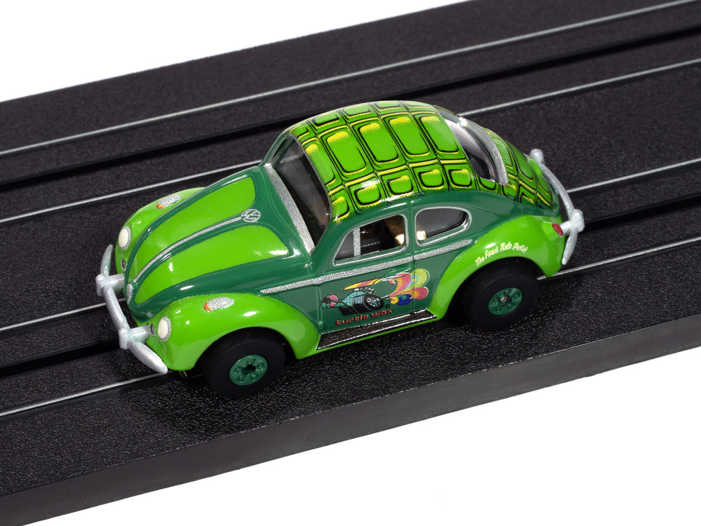 "PRE-ORDER" Auto World Thunderjet 1966 Volkswagen Beetle Turtle Wax (Two Tone Green) HO Scale Slot Car (DUE AUGUST 2025)