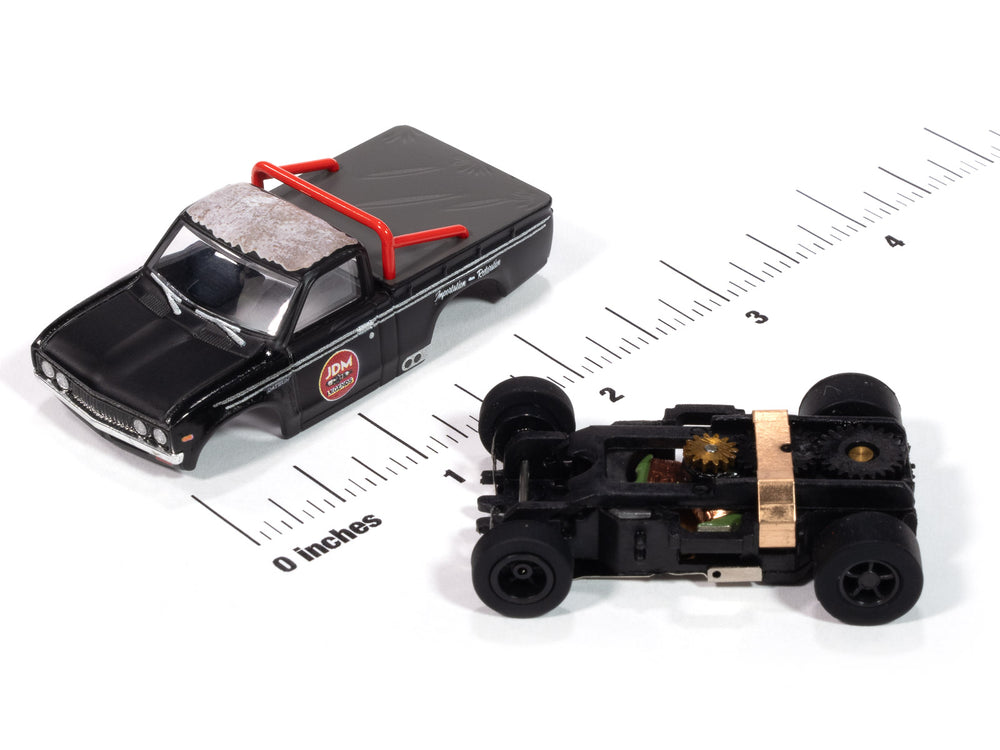 Auto World Xtraction 1972 Datsun 620 Pickup Truck JDM Legends (Black) HO Scale Slot Car