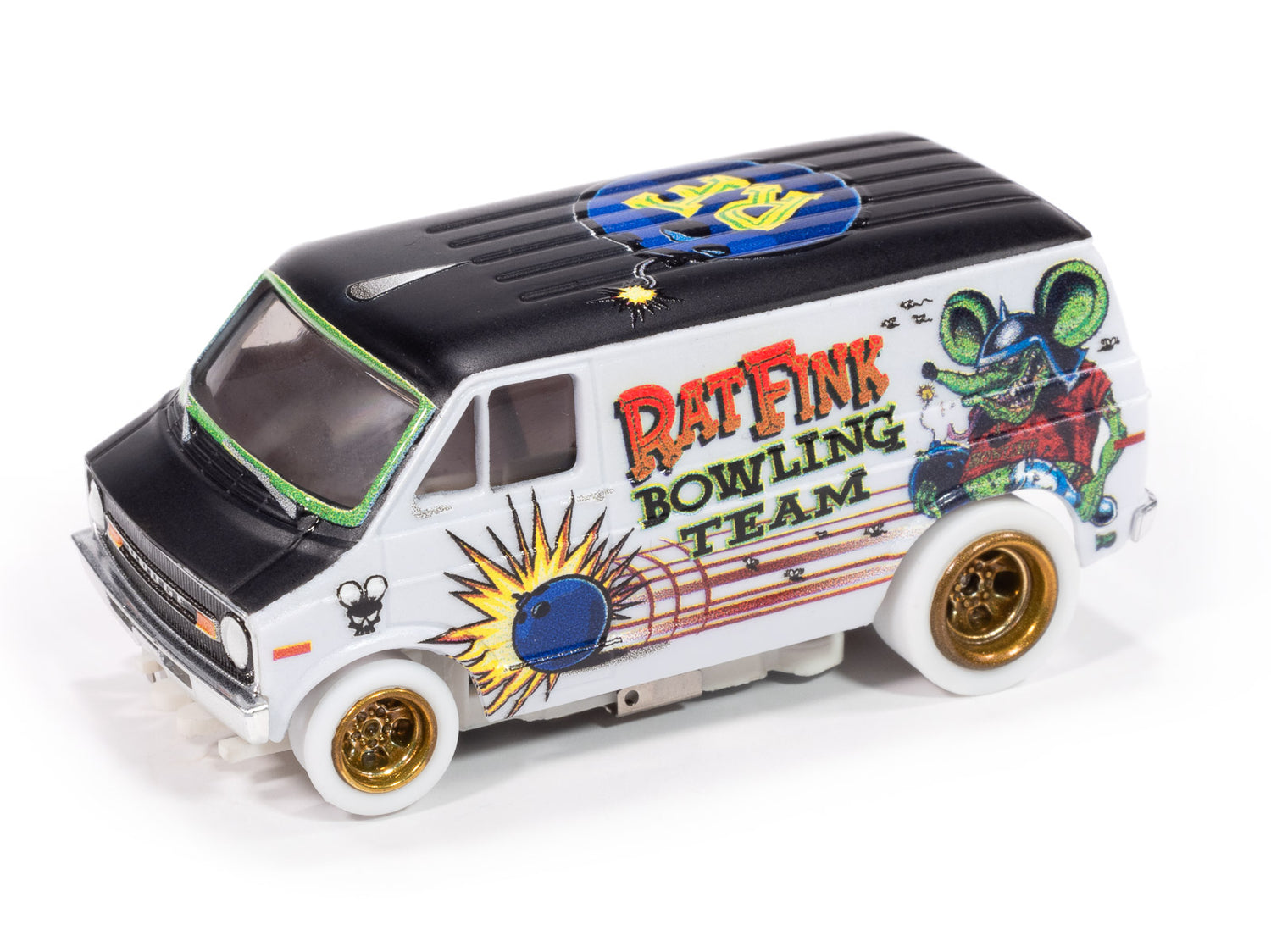 Auto World Dodge Delivery Van ☆HOスロットカー Auto World 4Gear 1977 Dodge Van Rat Fink (iWheels) HO Scale