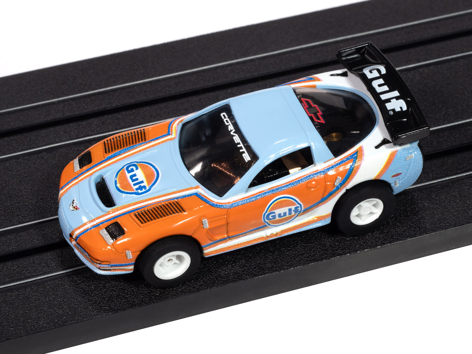 "PRE-ORDER" Auto World Xtraction 2004 Chevy Corvette C5R (Gulf Orange & Blue Gulf livery) HO Scale Slot Car (DUE AUGUST 2025)