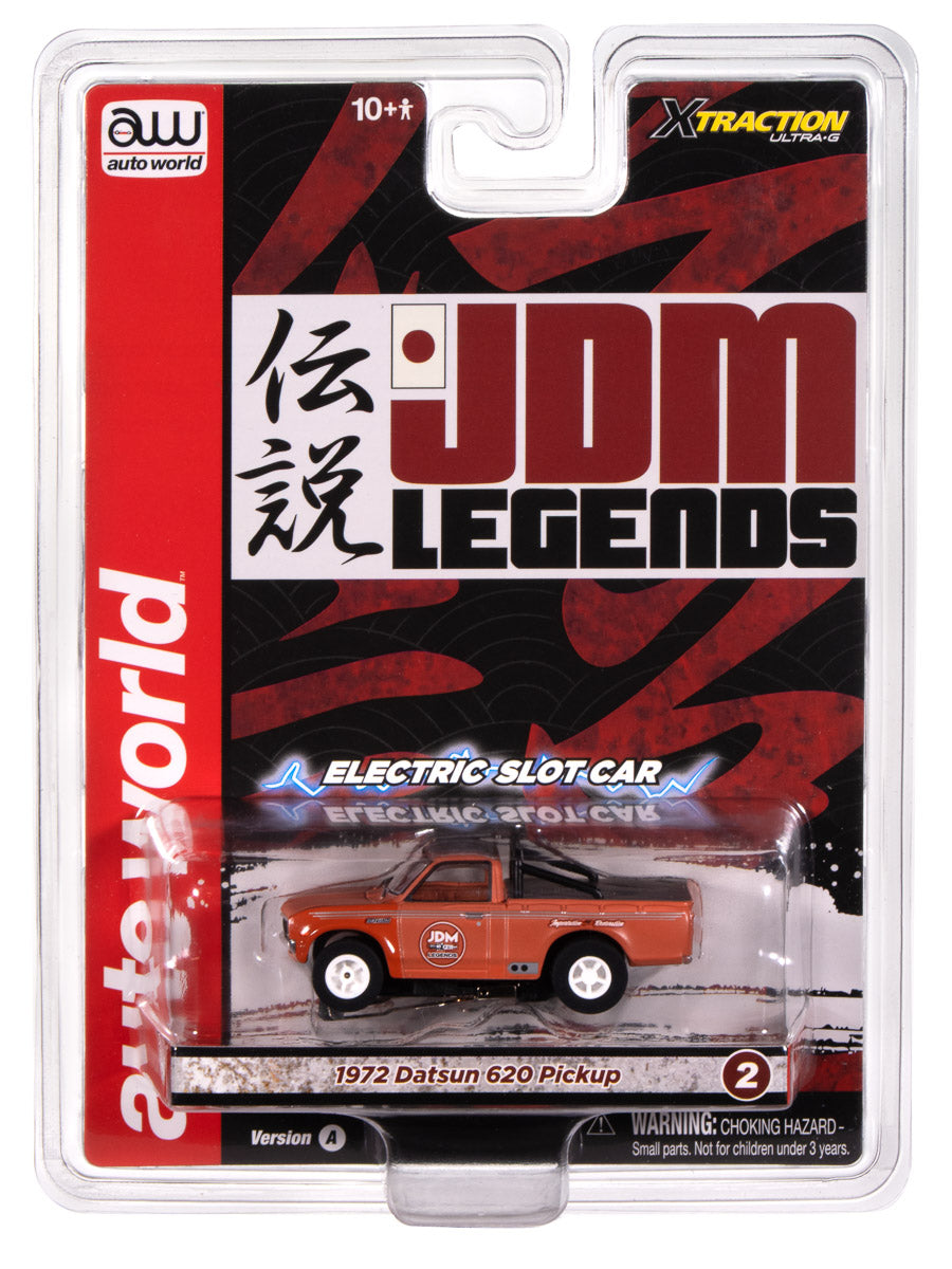 "PRE-ORDER" Auto World Xtraction 1972 Datsun 620 Pickup Truck JDM Legends (Rusty Red) HO Scale Slot Car (DUE AUGUST 2025)