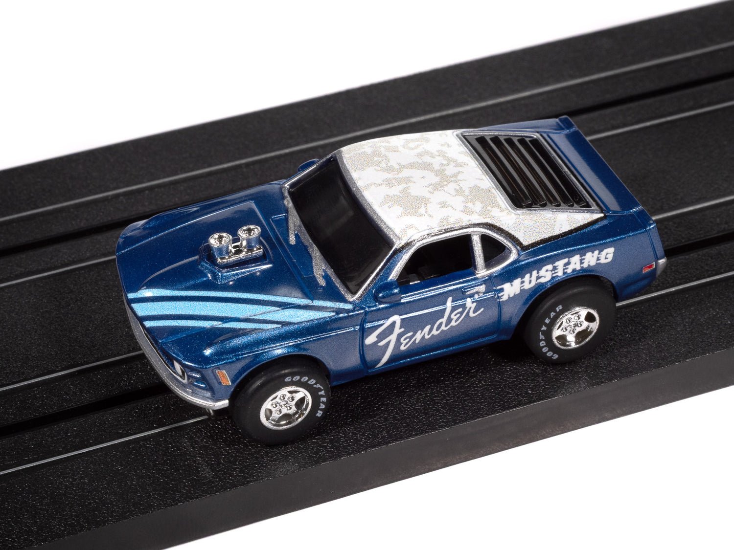 "PRE-ORDER" Auto World Super III 1970 BOSS Mustang Fender (Blue) HO Scale Slot Car (DUE FEBRUARY 2026)