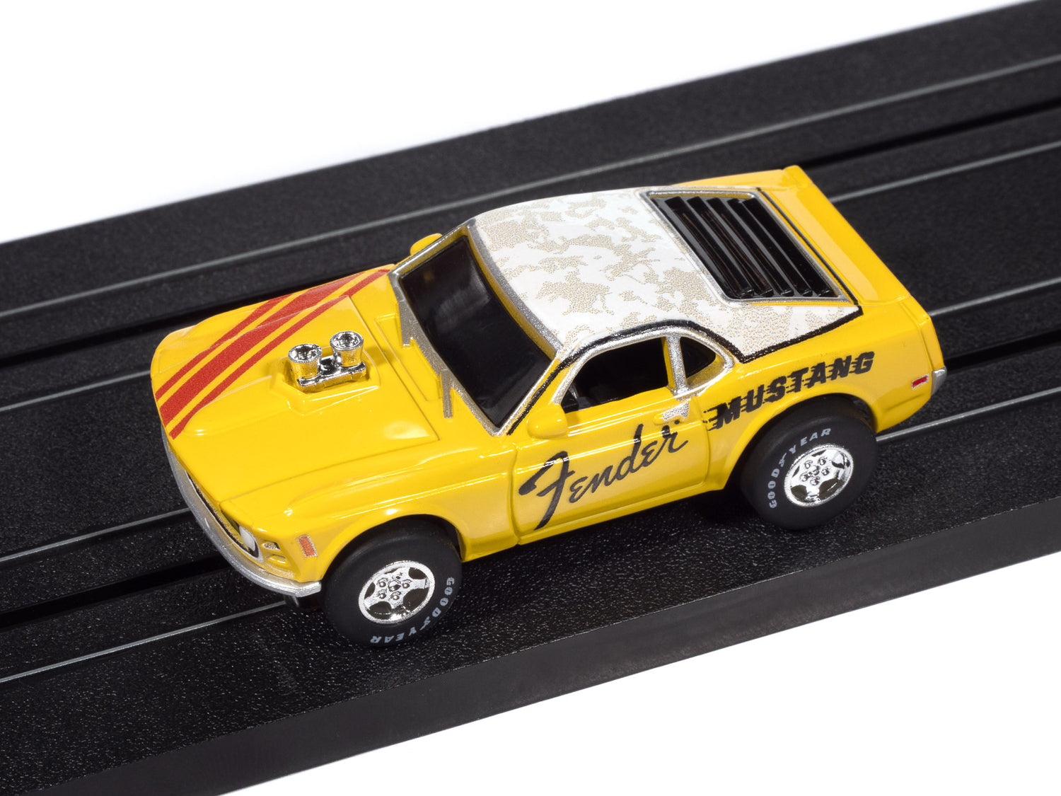 "PRE-ORDER" Auto World Super III 1970 BOSS Mustang Fender (Yellow) HO Scale Slot Car (DUE FEBRUARY 2026)