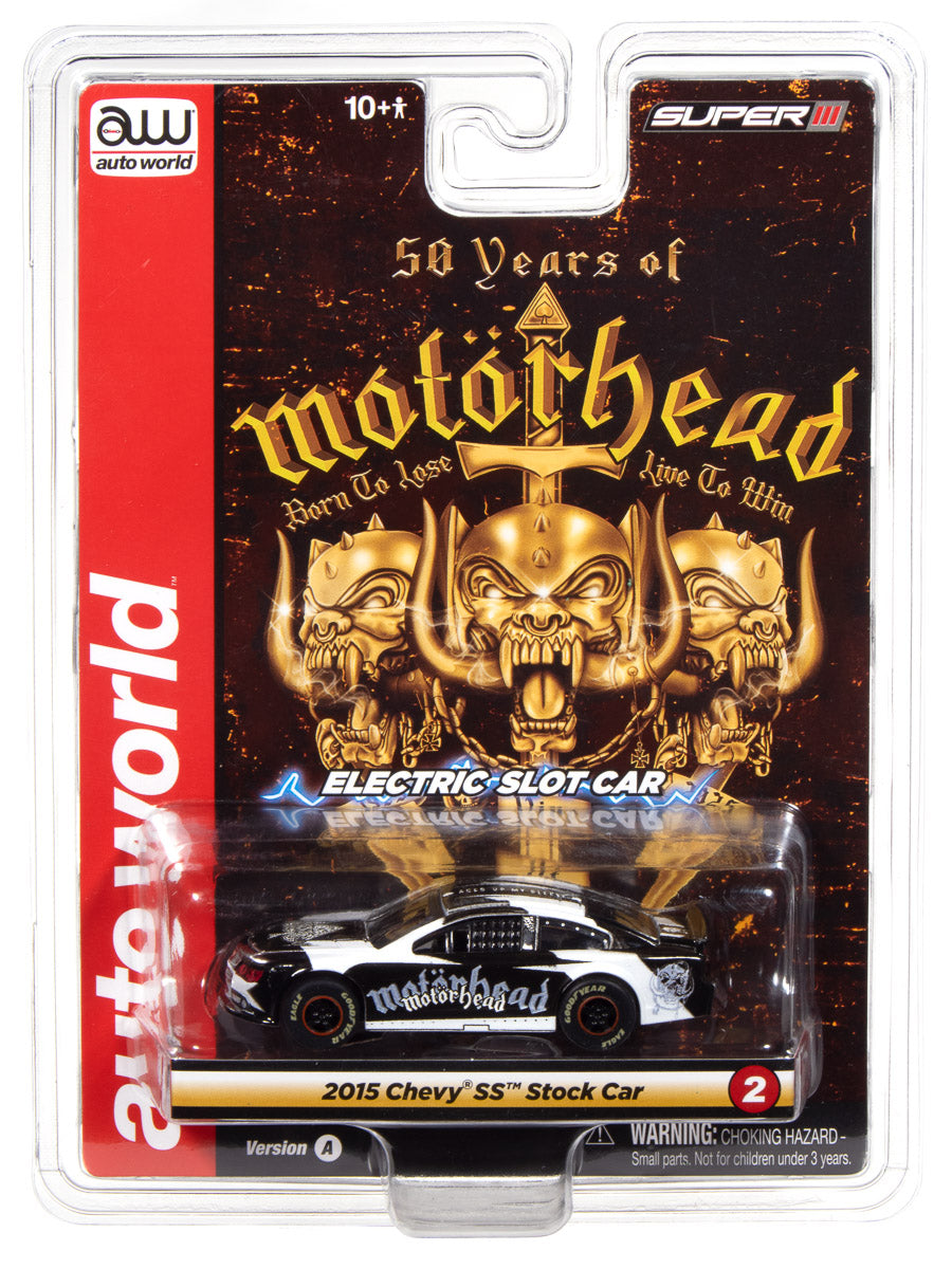 Auto World Super III 2015 Chevy SS Motorhead (White/Black) HO Scale Slot Car - Auto World Store