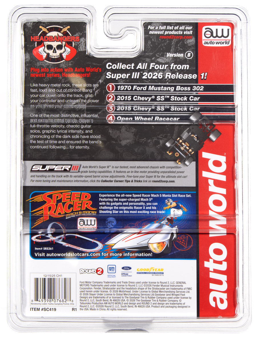 Auto World Super III 2015 Chevy SS Slayer (Red) HO Scale Slot Car - Auto World Store