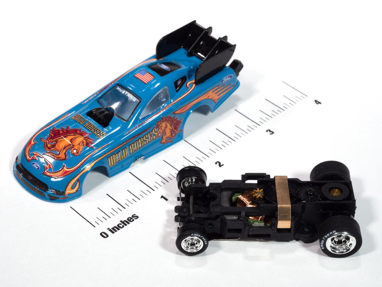 "PRE-ORDER" Auto World 4Gear 2022 Ford Mustang GT Wild Horses FC (Blue, Red, & Orange) HO Scale Slot Car (DUE OCTOBER 2025)