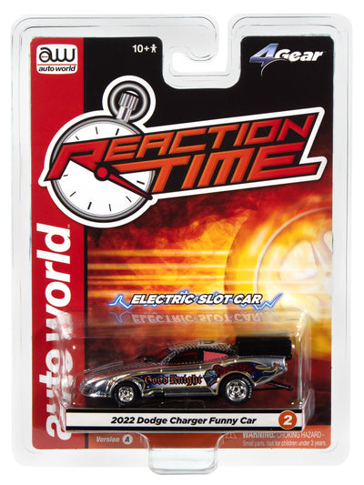 "PRE-ORDER" Auto World 4Gear 2022 Dodge Charger Good Knight FC (Silver Chm, Black, White, Blue & Red) HO Scale Slot Car (DUE OCTOBER 2025)