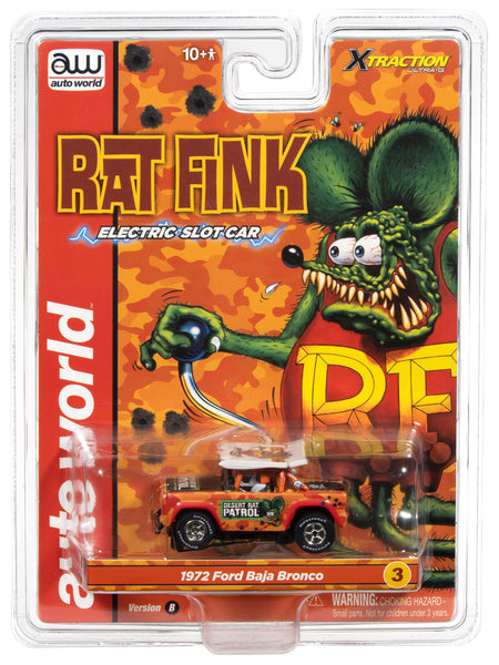 Auto World Xtraction 1972 Ford Baja Bronco Rat Fink (Orange) HO