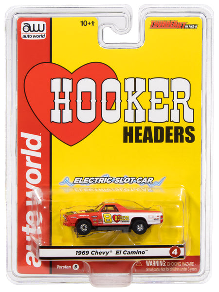 Auto World Thunderjet 1969 Chevy El Camino (Red & White) HO Scale