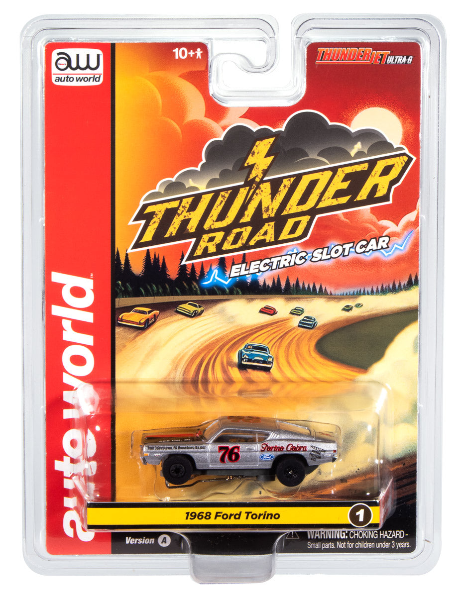 "PRE-ORDER" Auto World Thunderjet 1968 Ford Torino (Silver, Black & Red) HO Scale Slot Car (DUE OCTOBER 2025)