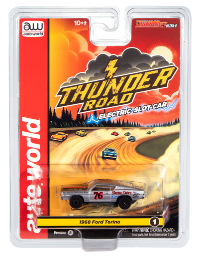 "PRE-ORDER" Auto World Thunderjet 1968 Ford Torino (Silver, Black & Red) HO Scale Slot Car (DUE OCTOBER 2025)