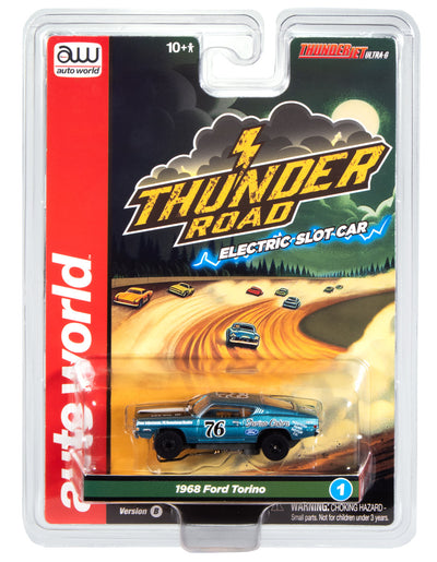 "PRE-ORDER" Auto World Thunderjet 1968 Ford Torino (Teal, Black, & White) HO Scale Slot Car (DUE OCTOBER 2025)