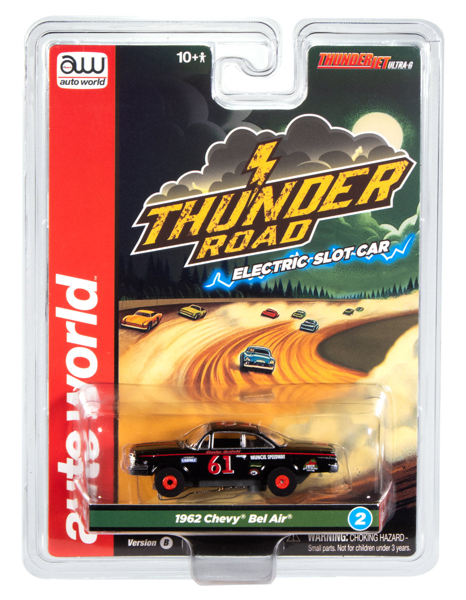 "PRE-ORDER" Auto World Thunderjet 1962 Chevrolet Bel Air (Black & Red) HO Scale Slot Car (DUE OCTOBER 2025)