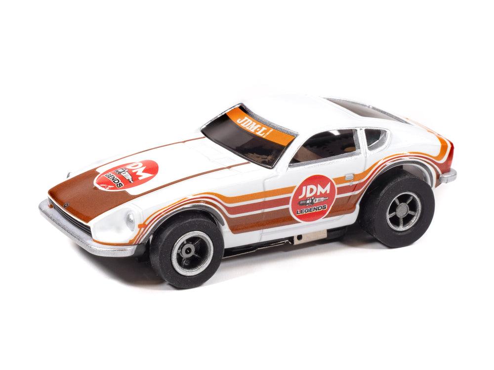 "PRE-ORDER" Auto World Xtraction 1972 Datsun 240Z JDM Legends Version A (White w/Red Orange & Brown) HO Scale Slot Car (DUE OCTOBER 2026)