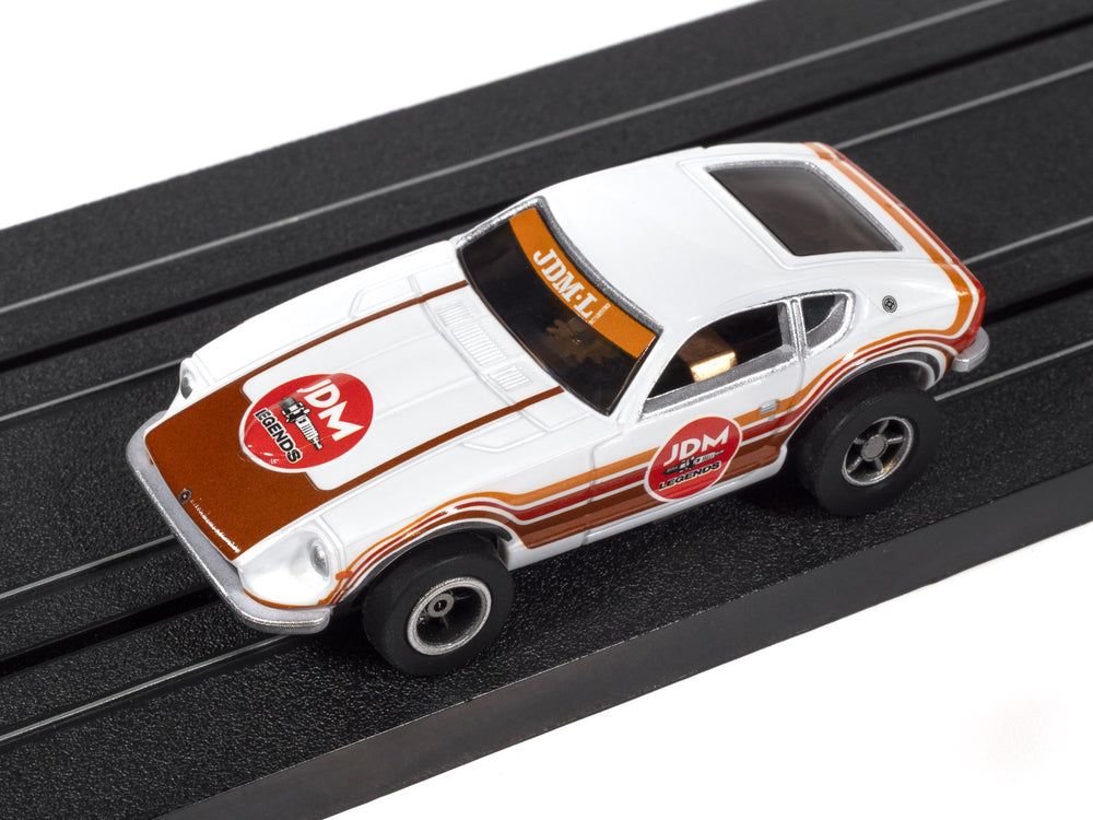 "PRE-ORDER" Auto World Xtraction 1972 Datsun 240Z JDM Legends Version A (White w/Red Orange & Brown) HO Scale Slot Car (DUE OCTOBER 2026)