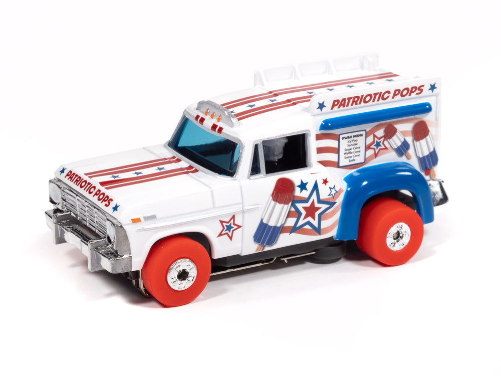 Auto World Thunderjet Ice Cream Truck Version A (White, Red & Blue) HO Scale Slot Car