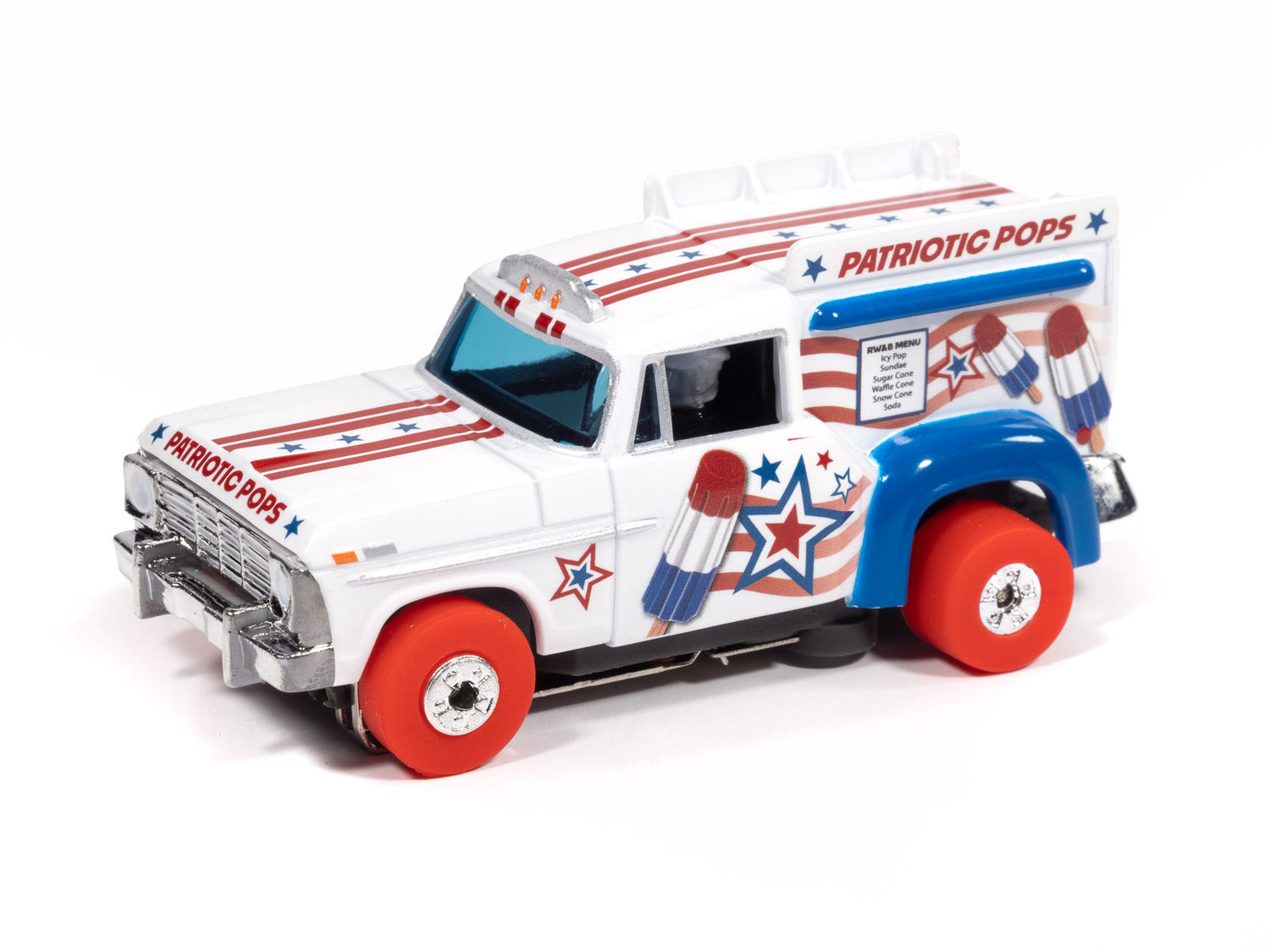 Auto World Thunderjet Ice Cream Truck Version A (White, Red & Blue) HO Scale Slot Car