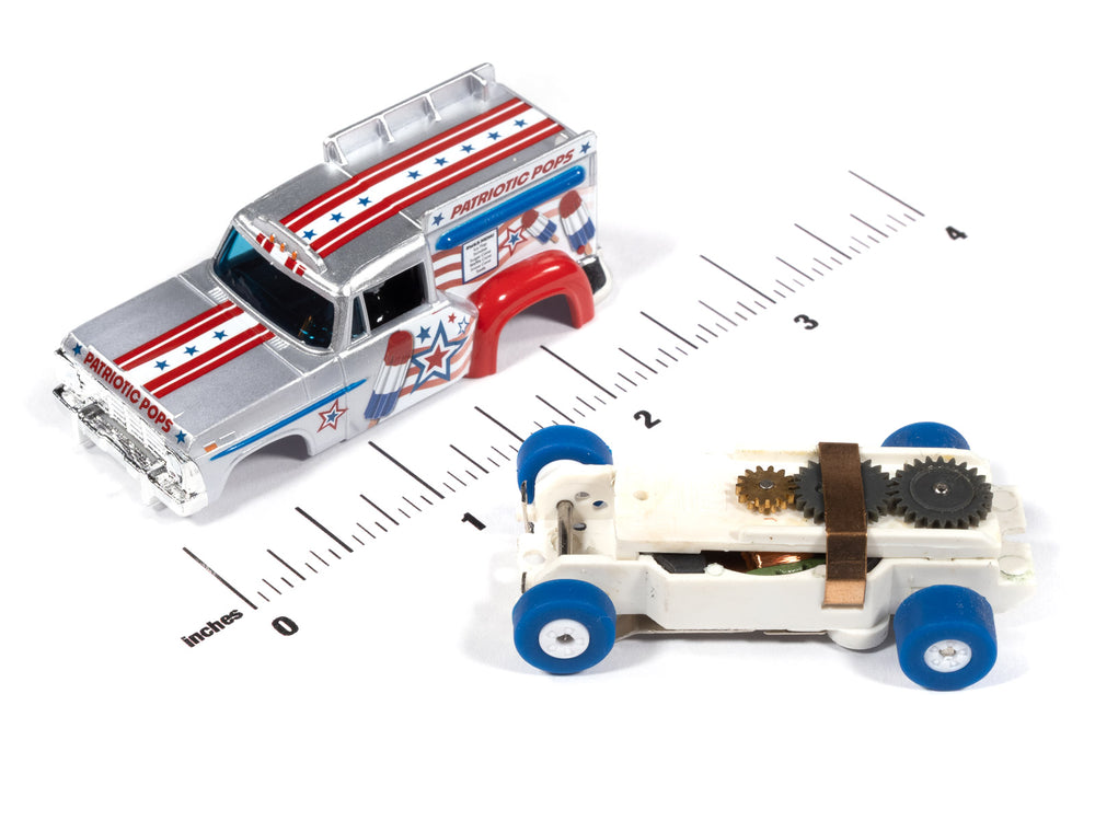 Auto World Thunderjet Ice Cream Truck Version B (Silver, White, Red & Blue) HO Scale Slot Car