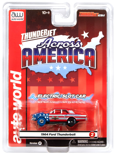 "PRE-ORDER" Auto World Thunderjet 1964 Ford Thunderbolt Version B (Silver, White, Red & Blue) HO Scale Slot Car (DUE JULY 2026)