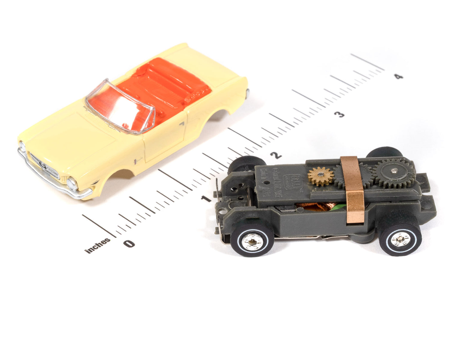 "PRE-ORDER" Auto World Thunderjet 1965 Ford Mustang (Cream) HO Scale Slot Car (DUE AUGUST 2026)