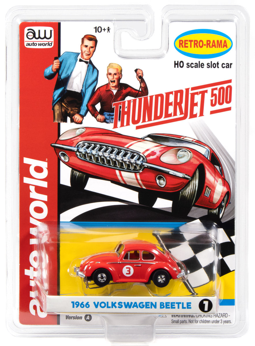 Auto World Thunderjet 1966 Volkswagen Beetle (Red) HO Scale Slot Car