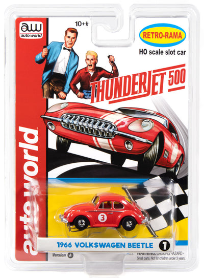Auto World Thunderjet 1966 Volkswagen Beetle (Red) HO Scale Slot Car