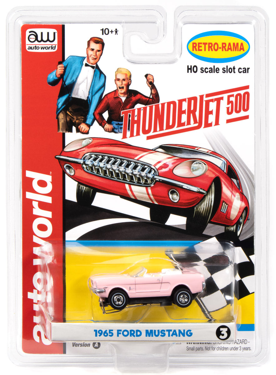 Auto World Thunderjet 1965 Ford Mustang (Pink) HO Scale Slot Car