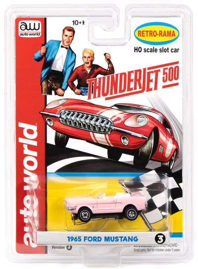 Auto World Thunderjet 1965 Ford Mustang (Pink) HO Scale Slot Car