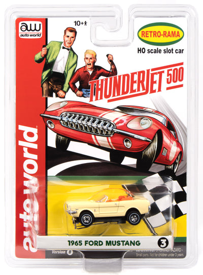 Auto World Thunderjet 1965 Ford Mustang (Cream) HO Scale Slot Car