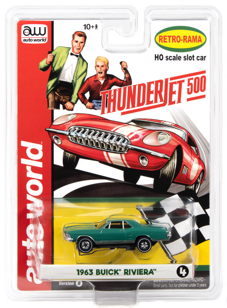 Auto World Thunderjet 1963 Buick Riviera (Green) HO Scale Slot Car