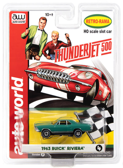 Auto World Thunderjet 1963 Buick Riviera (Green) HO Scale Slot Car