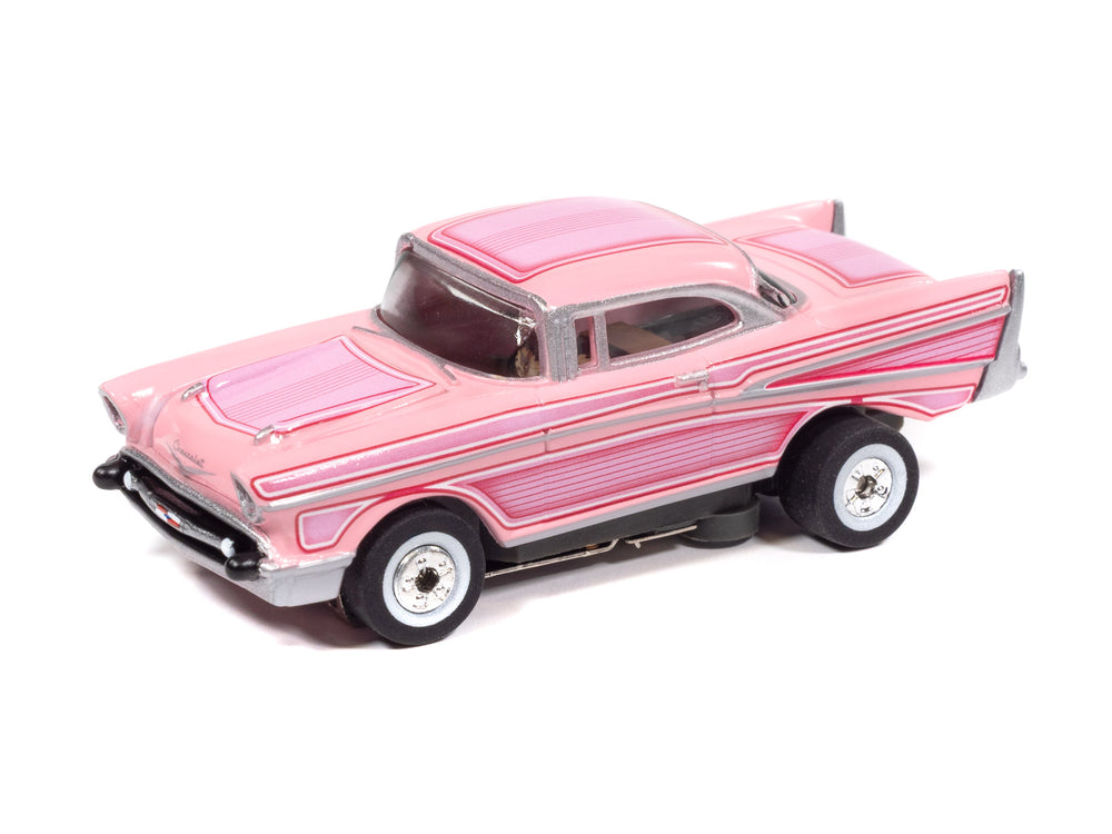 "PRE-ORDER" Auto World Thunderjet 1957 Chevrolet Bel Air Lowrider Version B (Pink) HO Scale Slot Car (DUE OCTOBER 2026)