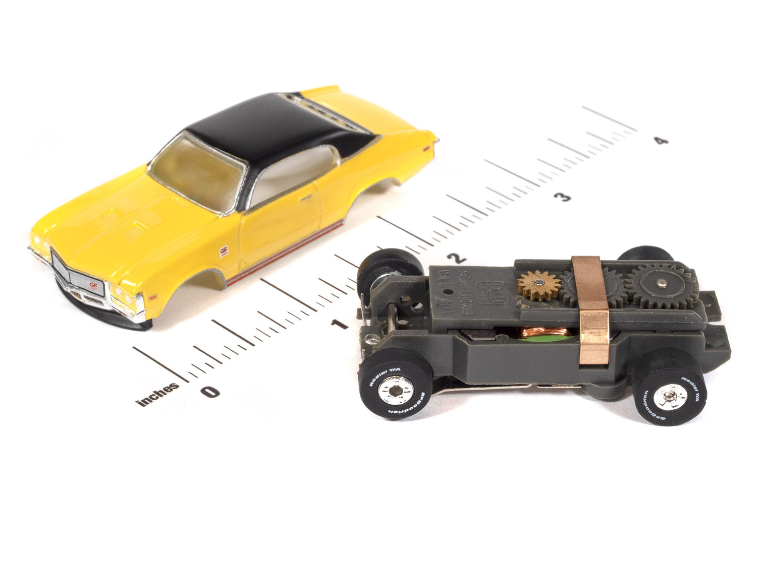 "PRE-ORDER" Auto World Thunderjet 1972 Buick GS Version A (Yellow) HO Scale Slot Car (DUE OCTOBER 2026)
