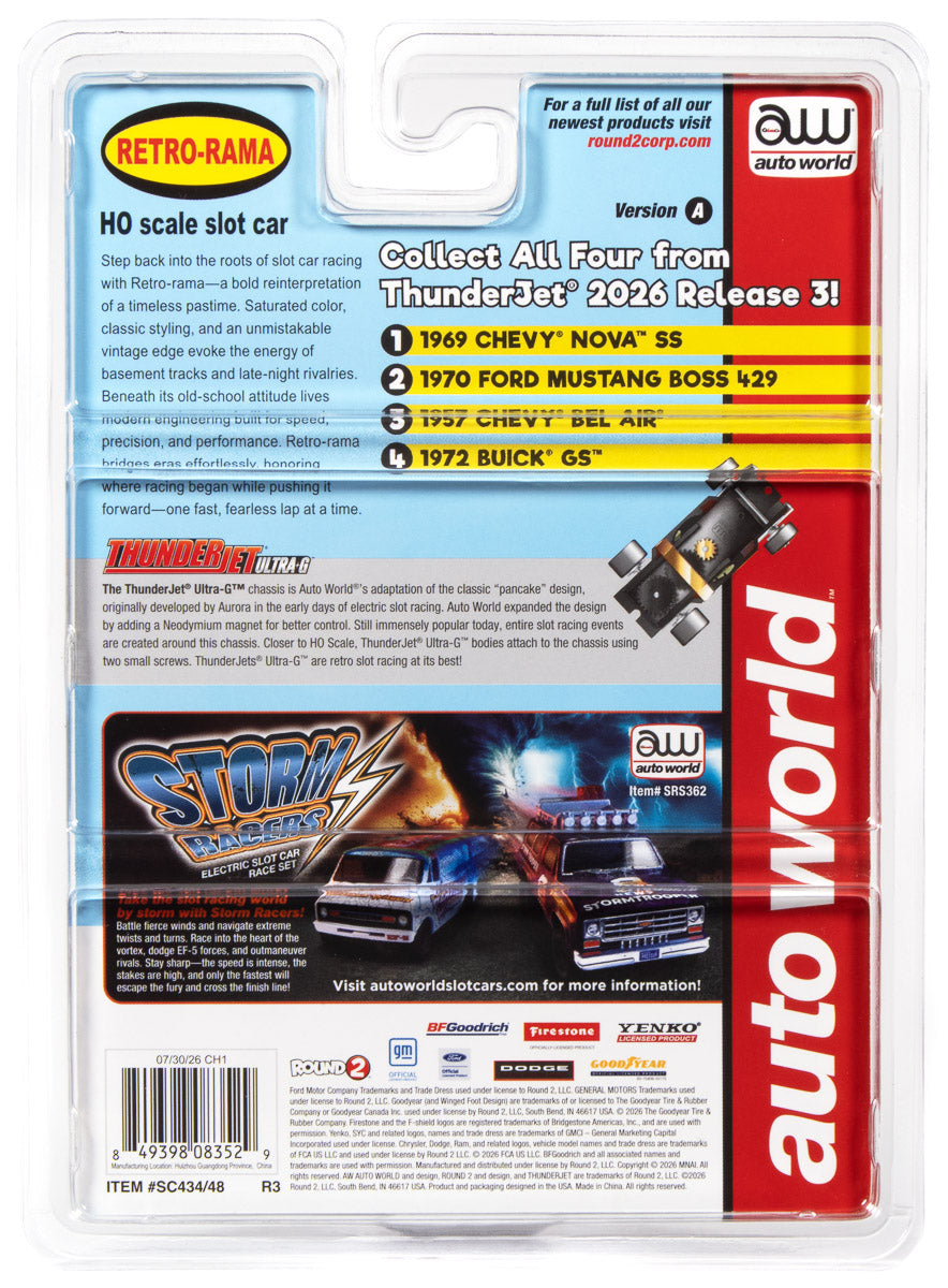 "PRE-ORDER" Auto World Thunderjet 1969 Chevy Nova Version A (Orange) HO Scale Slot Car (DUE OCTOBER 2026)