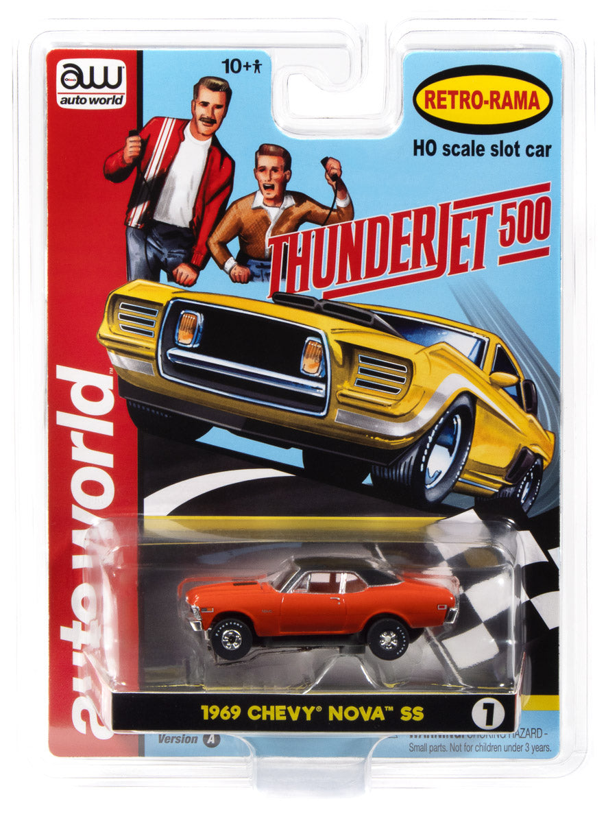 "PRE-ORDER" Auto World Thunderjet 1969 Chevy Nova Version A (Orange) HO Scale Slot Car (DUE OCTOBER 2026)