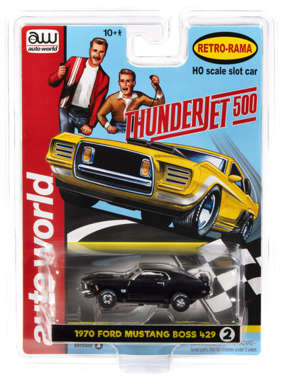 "PRE-ORDER" Auto World Thunderjet 1970 Ford Mustang Boss 429 Version A (Black) HO Scale Slot Car (DUE OCTOBER 2026)